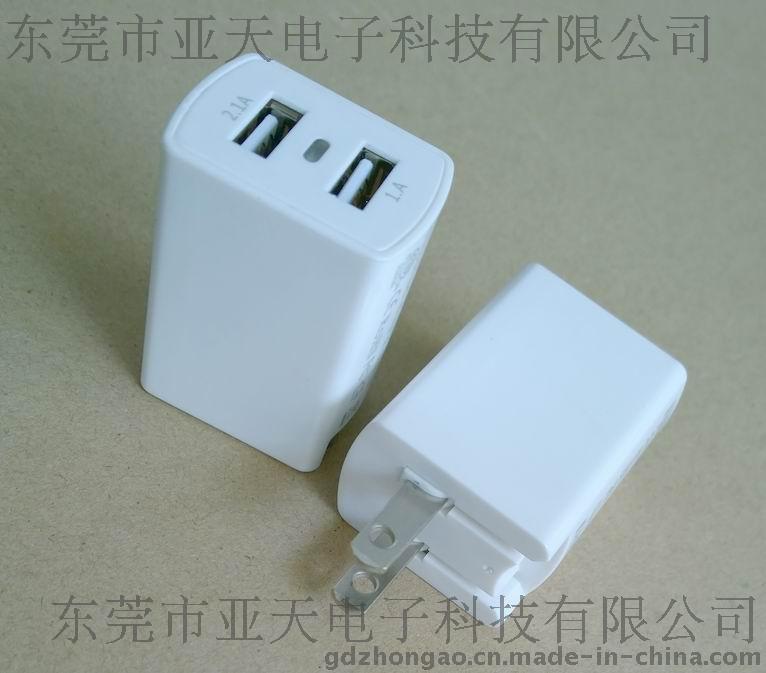 哪里的充电器质量最好 亚天电子5v2.4a双USB充电器 UL CCC PSE认证